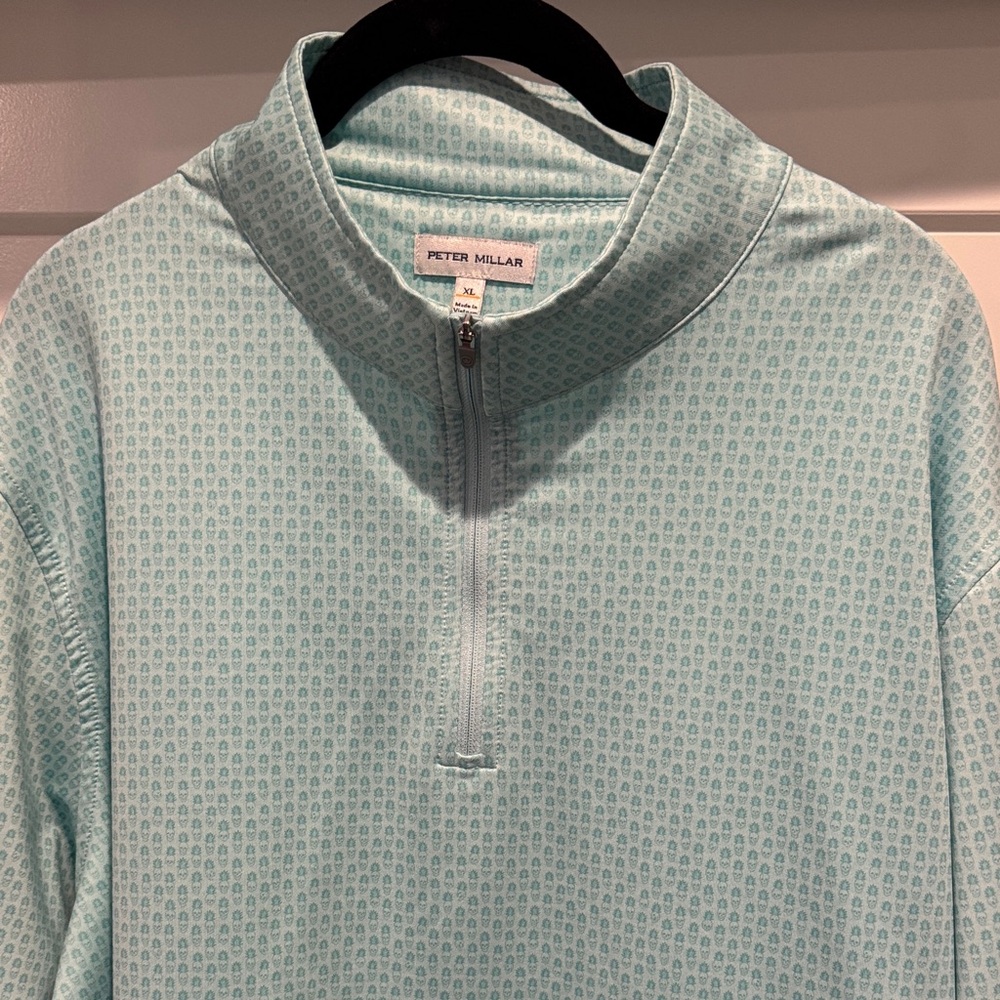 Peter Millar Men's Aqua Zip-Up Sweater